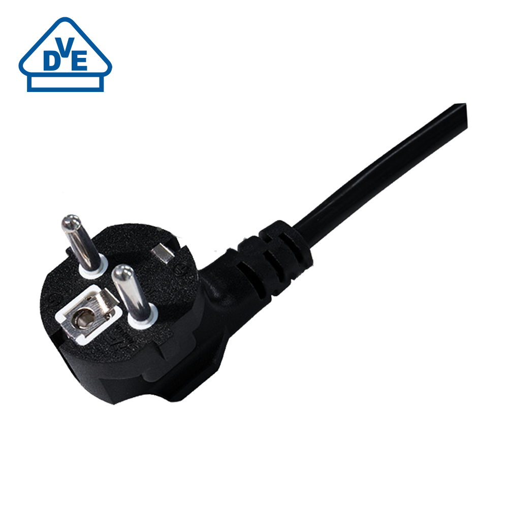 JF-03 European three-core pipe plug into 90 degree bend VDE certified power cord