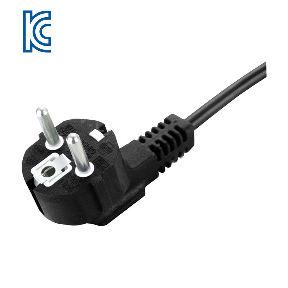 JK04 South Korea three-core grounded hole pipe plug 90 degree bent plug KC certified power cord