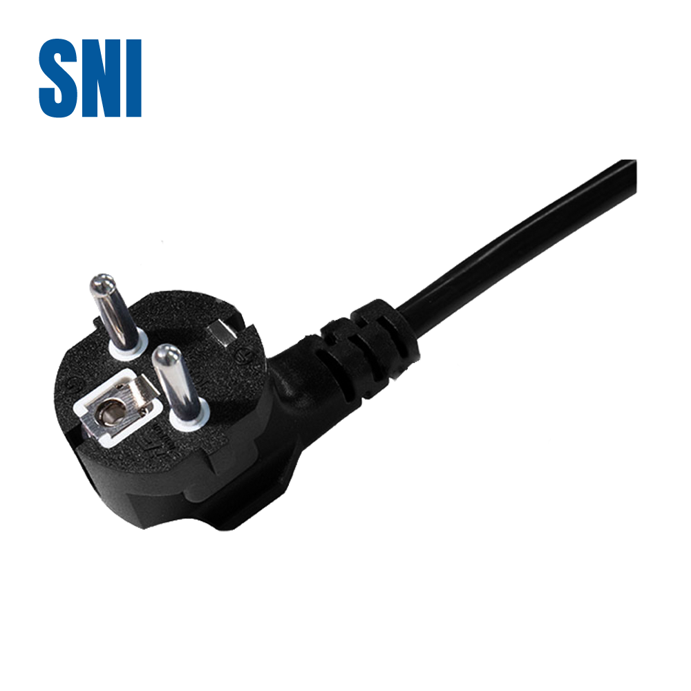 JF-03 Indonesia three-core pipe plug into 90 degree bend into Indonesia SNI certified power cord